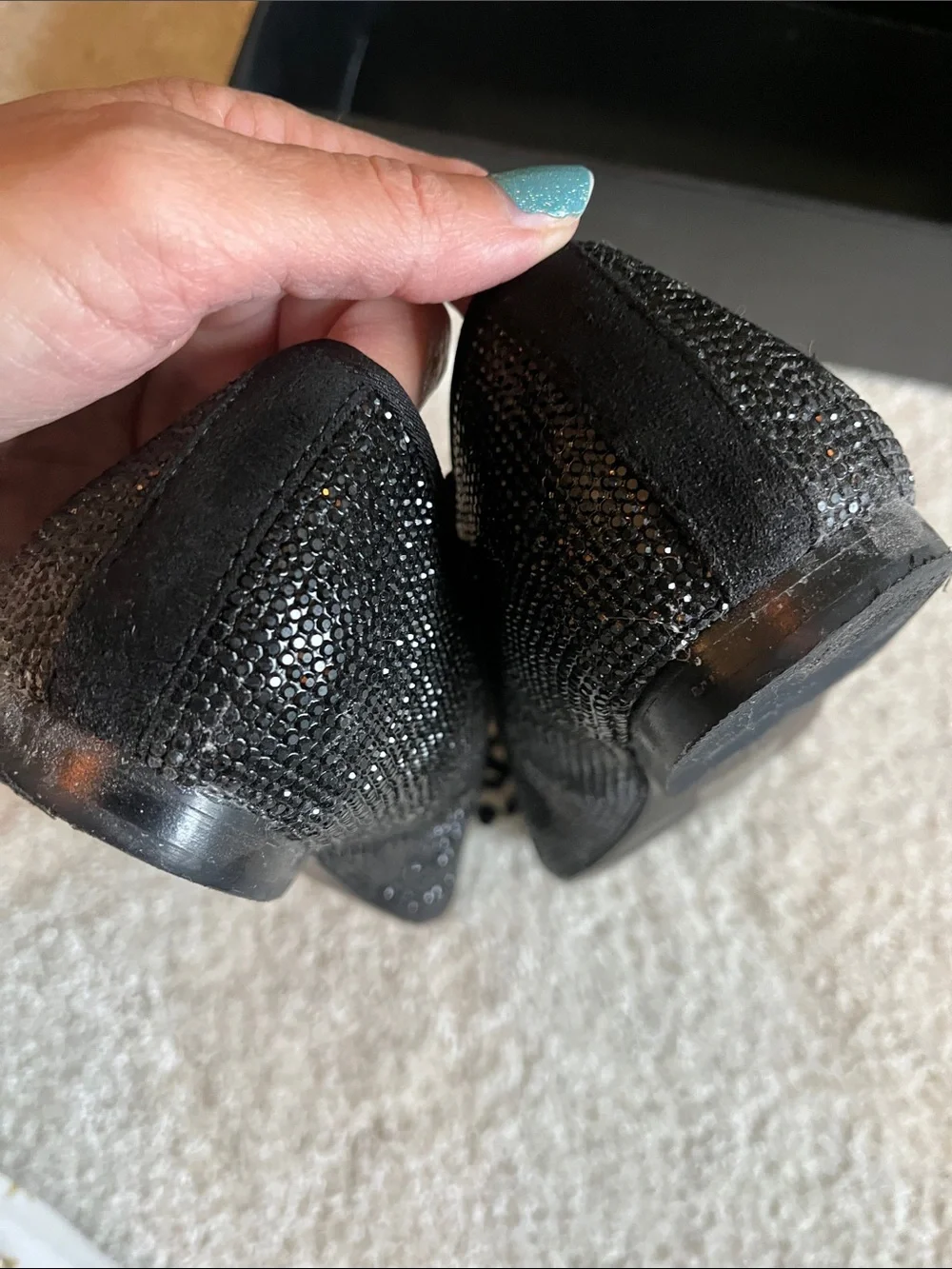 White House Black Market Black Sparkle Bow Ballet Flats